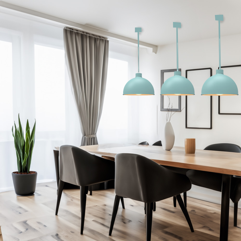 Paquete de 3 lámparas de techo colgantes decorativas estilo nórdico retro de 36 cm para habitaciones y salas de estar color azul