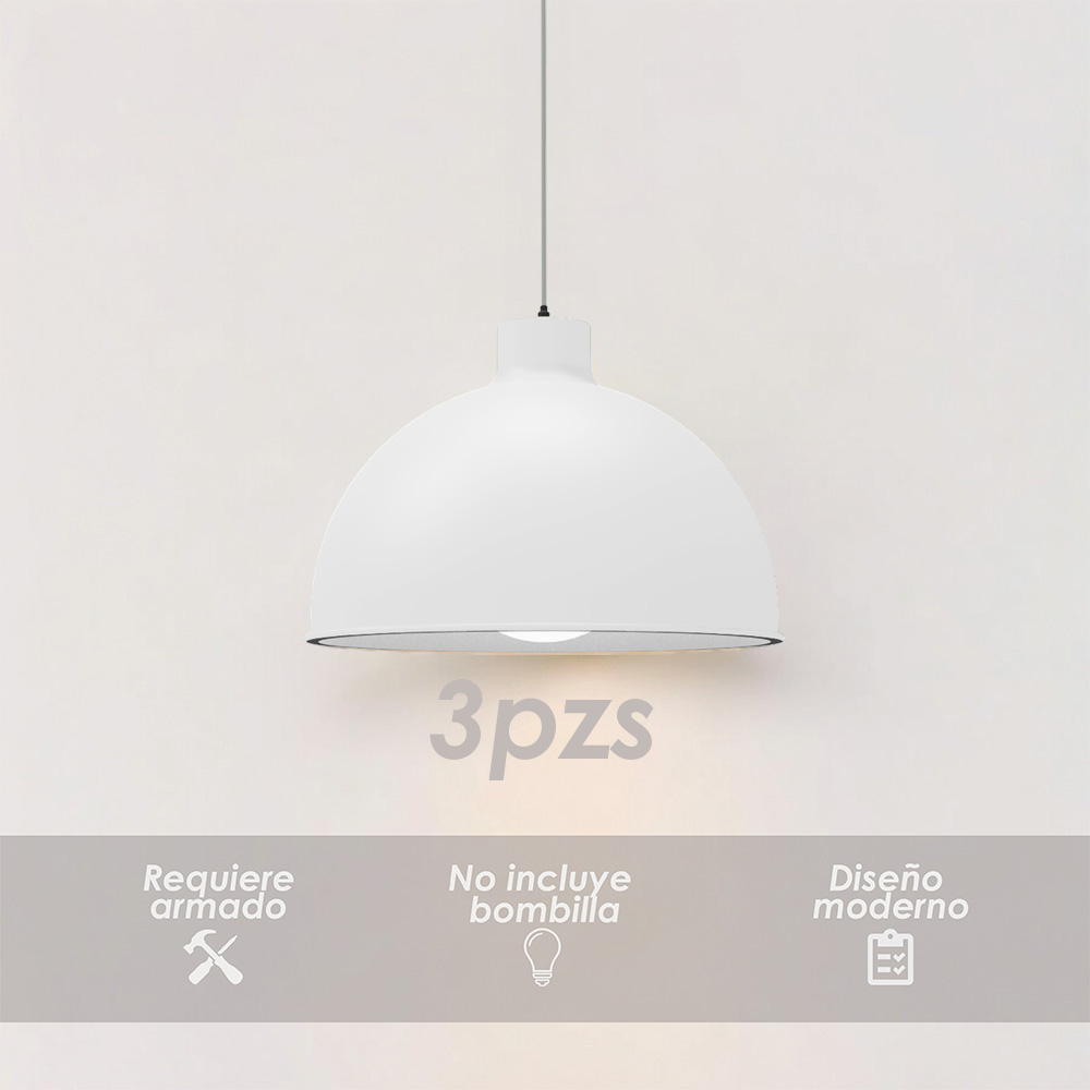 Paquete de 3 lámparas de techo colgantes decorativas estilo nórdico retro de 36 cm para habitaciones y salas de estar color blanco
