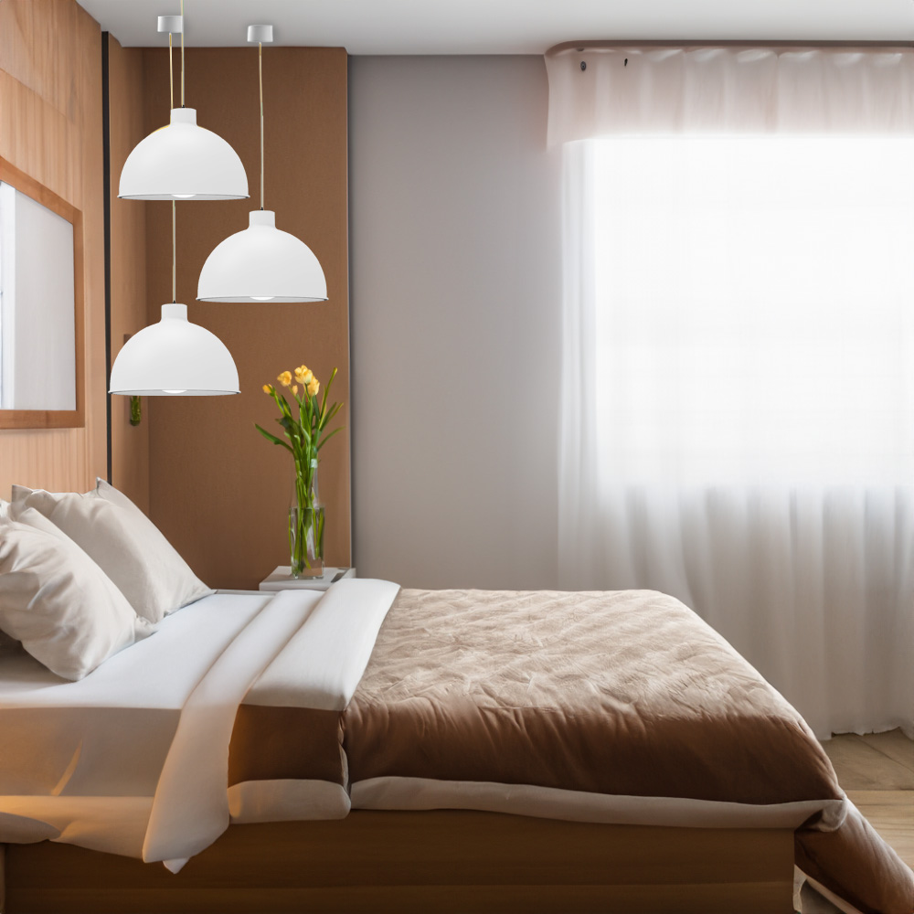 Paquete de 3 lámparas de techo colgantes decorativas estilo nórdico retro de 36 cm para habitaciones y salas de estar color blanco