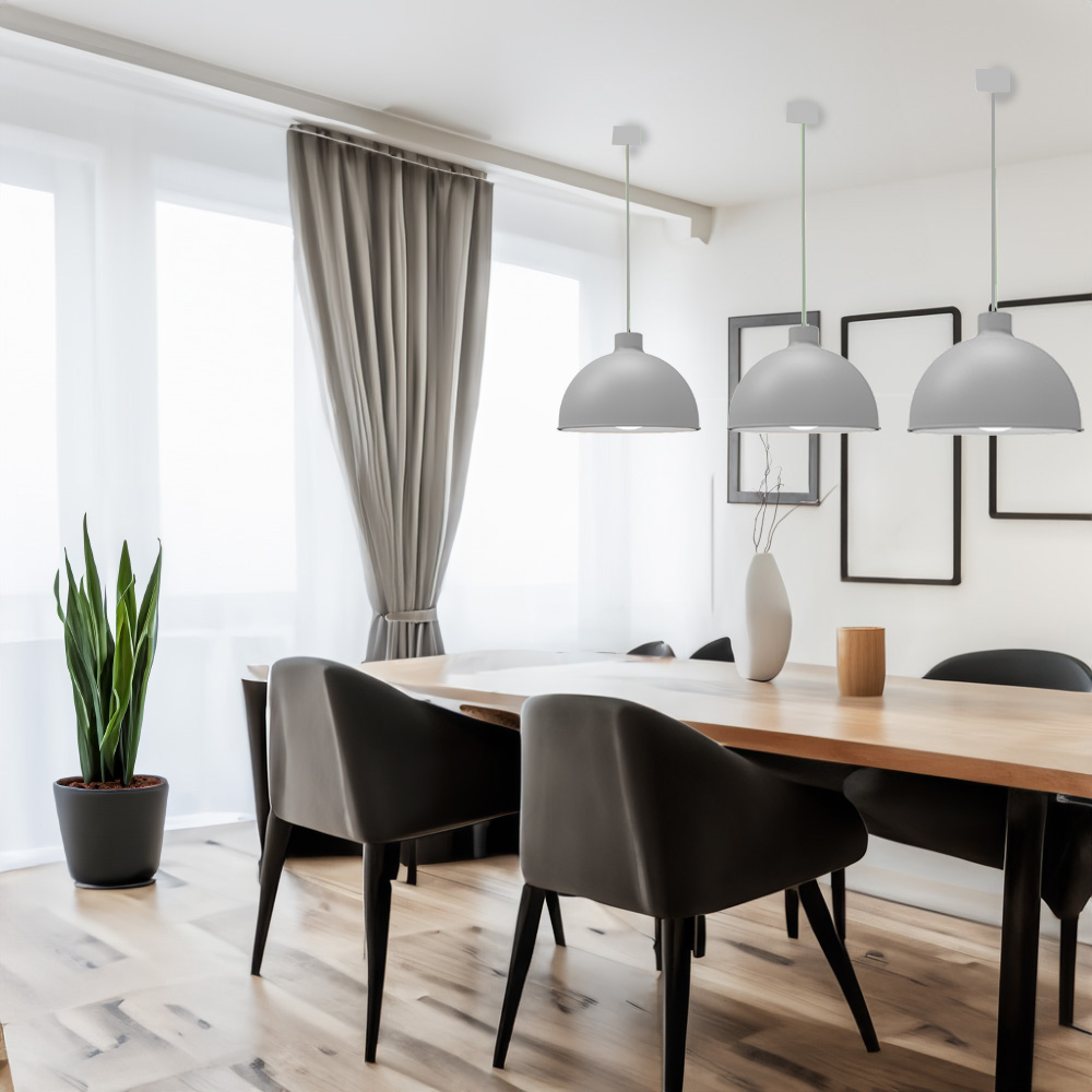 Paquete de 3 lámparas de techo colgantes decorativas estilo nórdico retro de 36 cm para habitaciones y salas de estar color gris