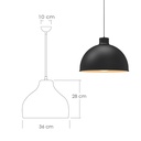 Paquete de 3 lámparas de techo colgantes decorativas estilo nórdico retro de 36 cm para habitaciones y salas de estar color negro
