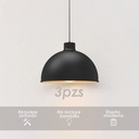 Paquete de 3 lámparas de techo colgantes decorativas estilo nórdico retro de 36 cm para habitaciones y salas de estar color negro