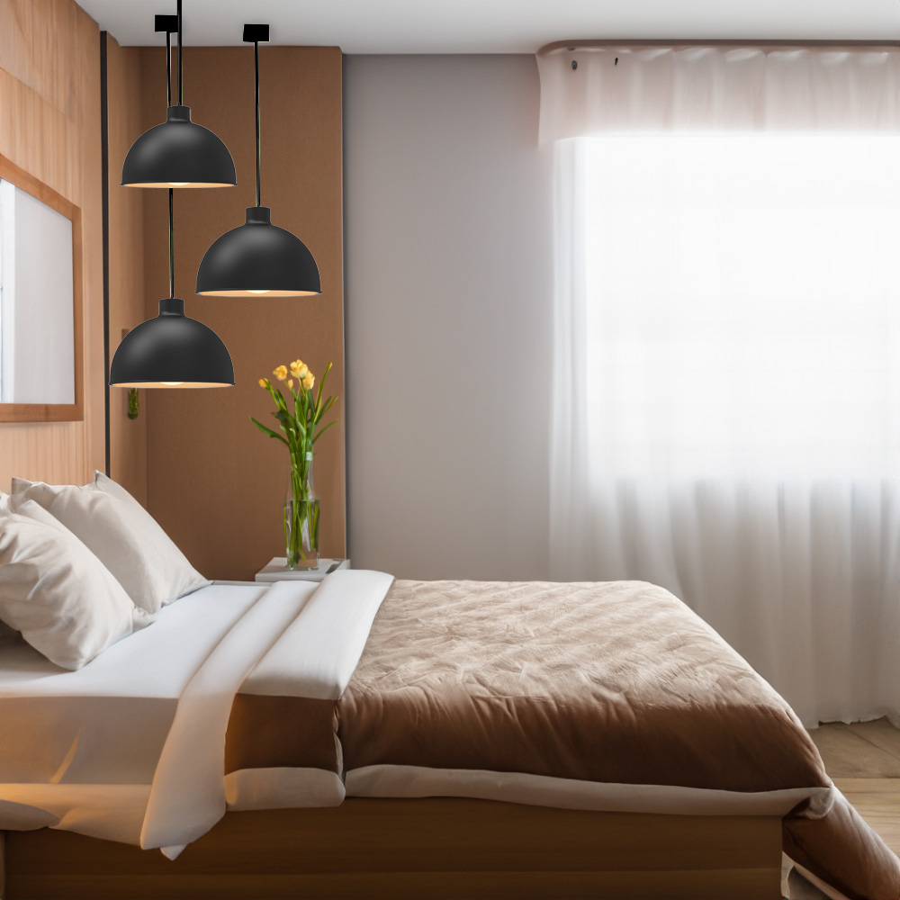 Paquete de 3 lámparas de techo colgantes decorativas estilo nórdico retro de 36 cm para habitaciones y salas de estar color negro