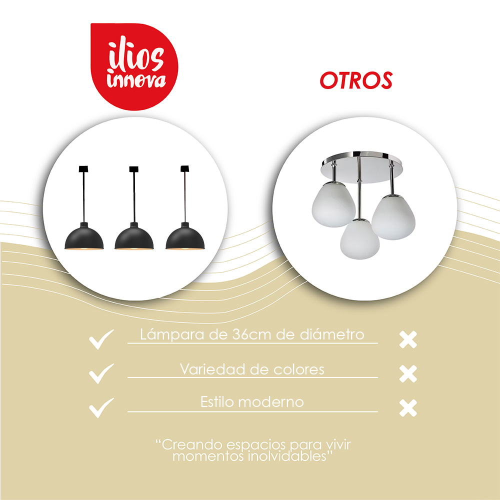 Paquete de 3 lámparas de techo colgantes decorativas estilo nórdico retro de 36 cm para habitaciones y salas de estar color negro