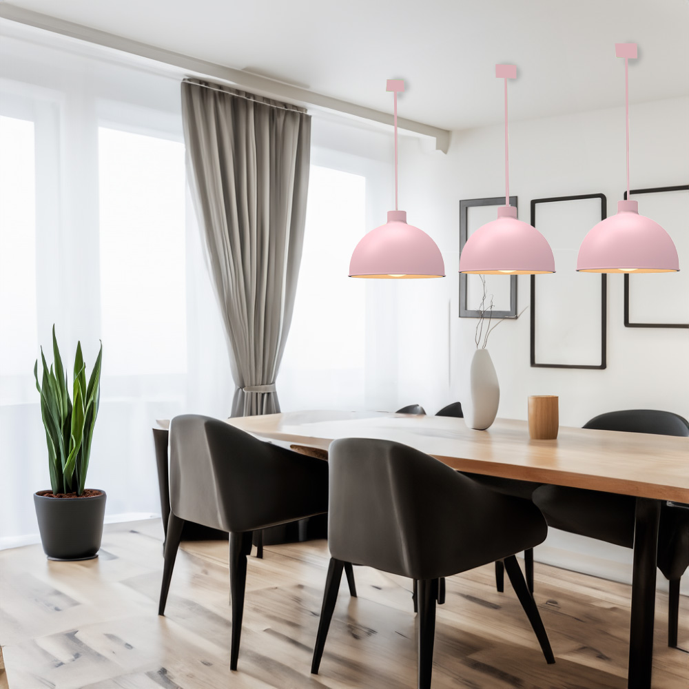 Paquete de 3 lámparas de techo colgantes decorativas estilo nórdico retro de 36 cm para habitaciones y salas de estar color rosa