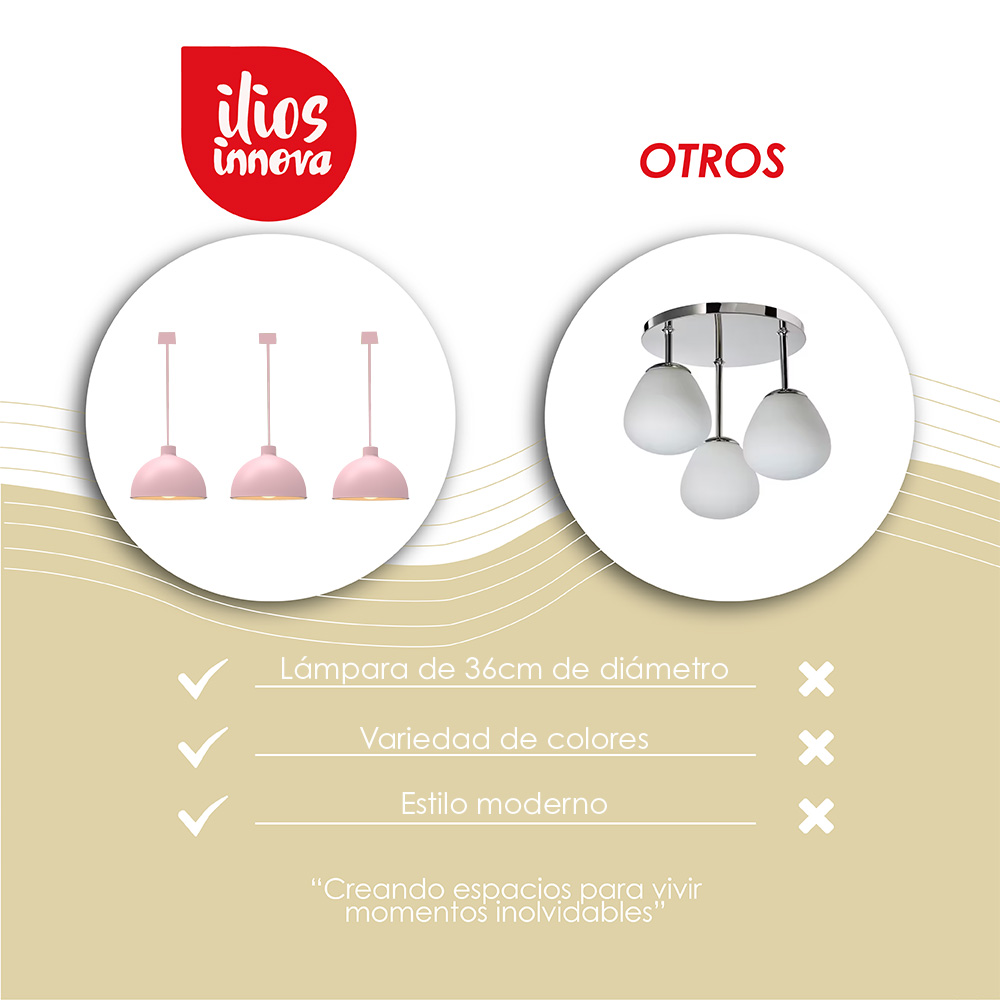 Paquete de 3 lámparas de techo colgantes decorativas estilo nórdico retro de 36 cm para habitaciones y salas de estar color rosa