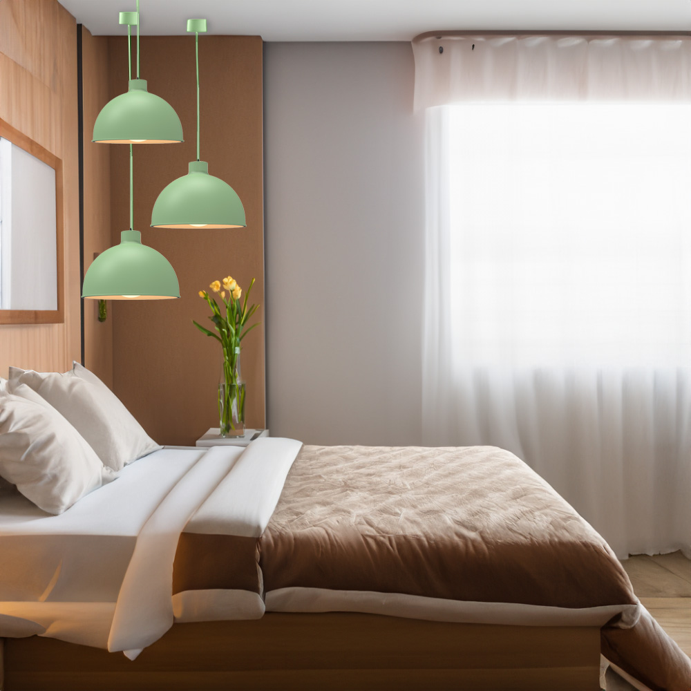 Paquete de 3 lámparas de techo colgantes decorativas estilo nórdico retro de 36 cm para habitaciones y salas de estar color verde