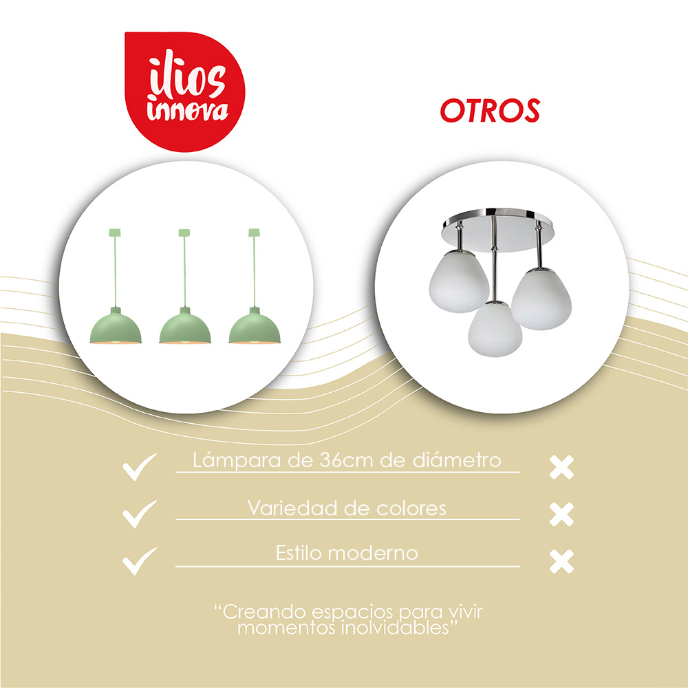 Paquete de 3 lámparas de techo colgantes decorativas estilo nórdico retro de 36 cm para habitaciones y salas de estar color verde