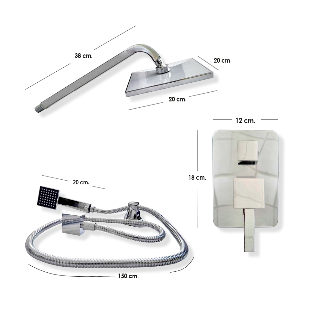 Sistema de Ducha Iliosinnova 2 Funciones Regadera y Ducha de Mano color Plata