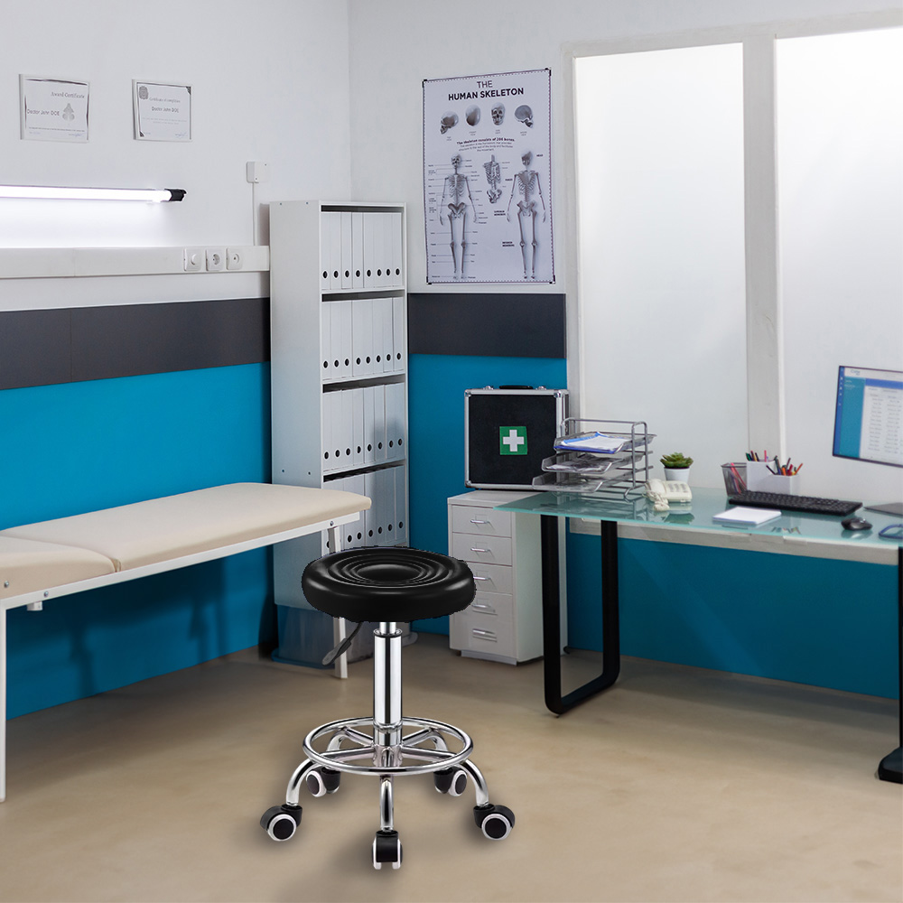 Taburete Giratorio Ajustable con ruedas Negro