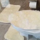Tapete de baño juego 3 piezas alfombrillas shag Crema