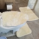 Tapete de baño juego 3 piezas alfombrillas shag Crema