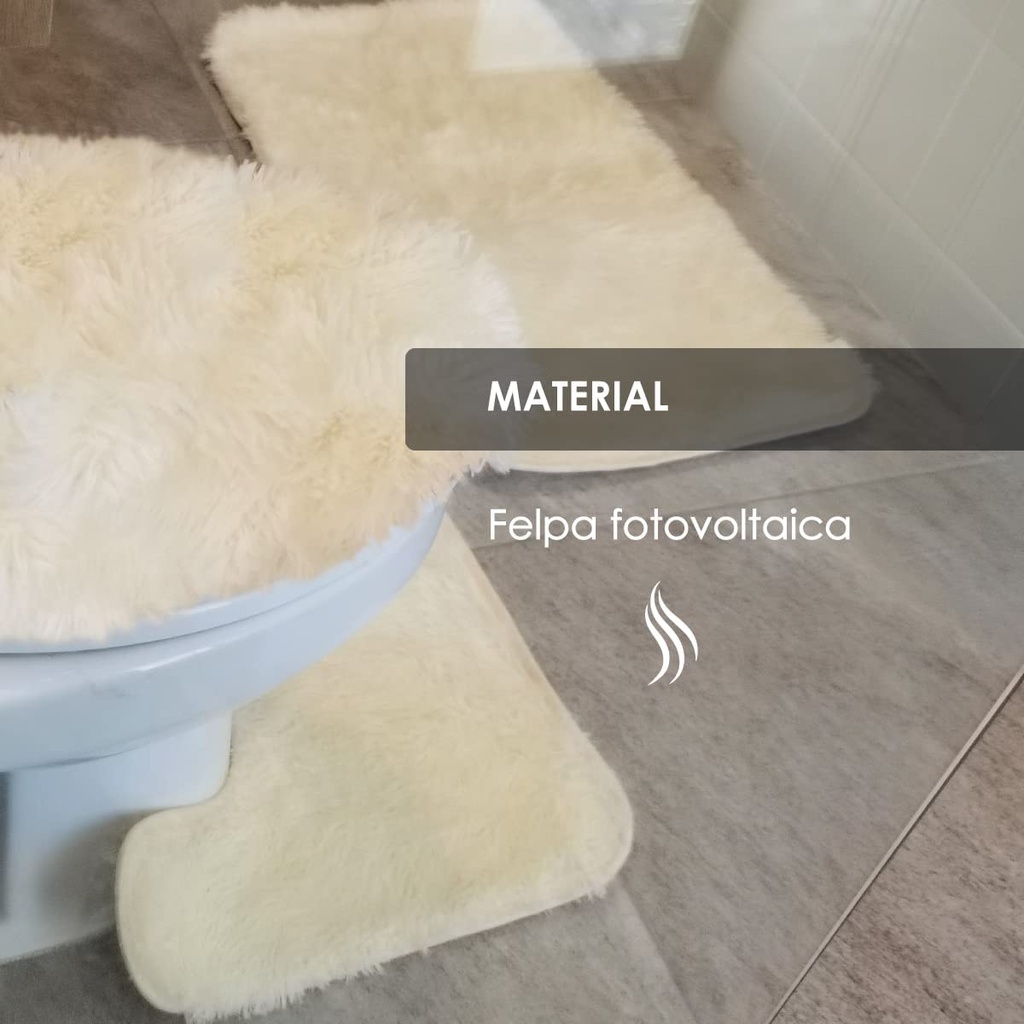 Tapete de baño juego 3 piezas alfombrillas shag Crema