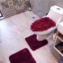 Tapete de baño juego 3 piezas alfombrillas shag uva