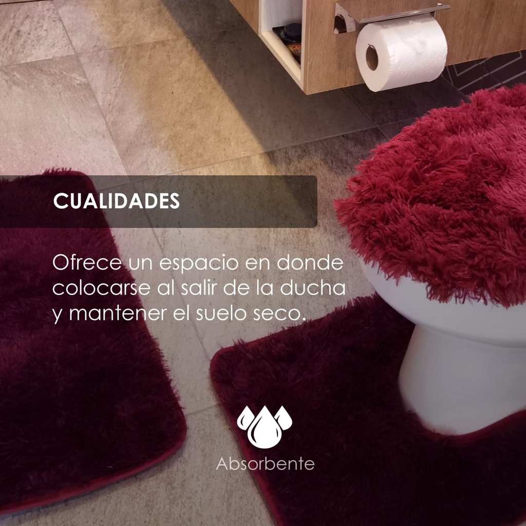 Tapete de baño juego 3 piezas alfombrillas shag uva