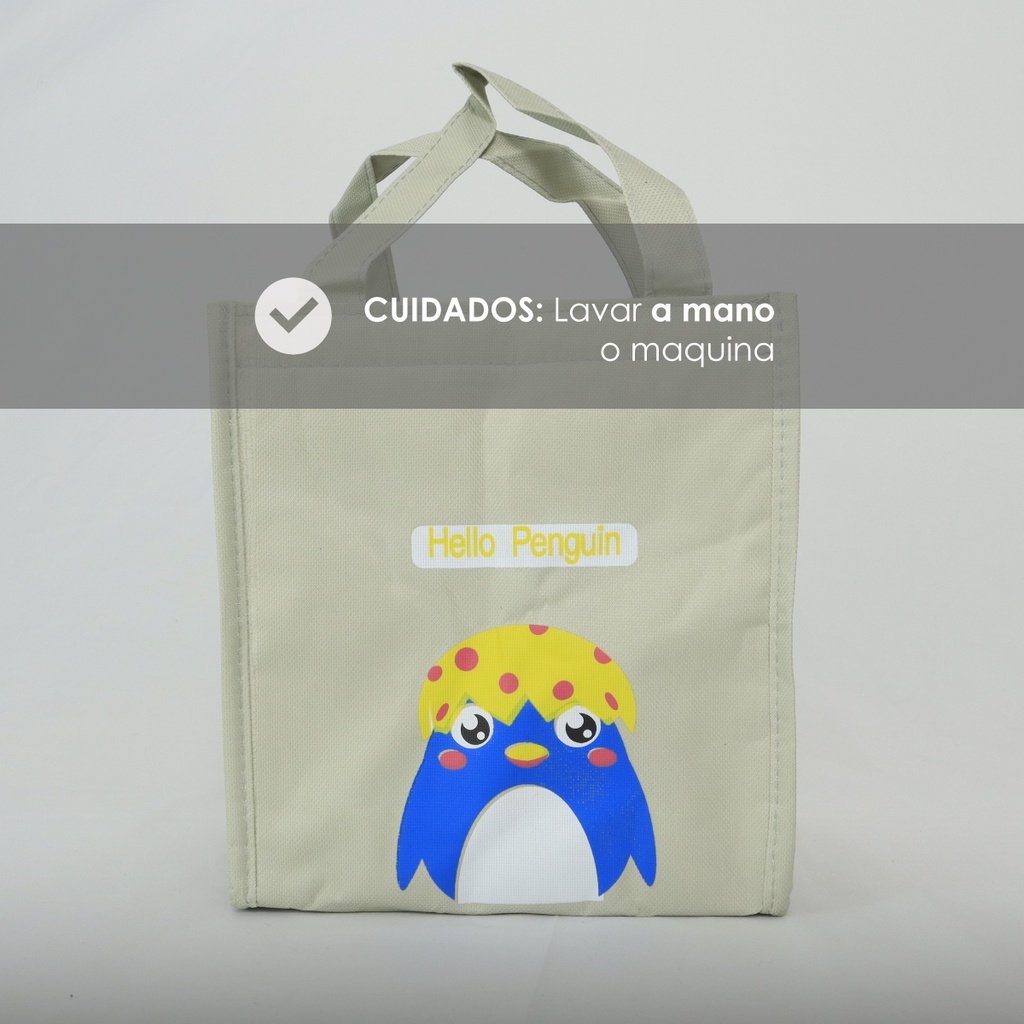 Lonchera gris con pinguino
