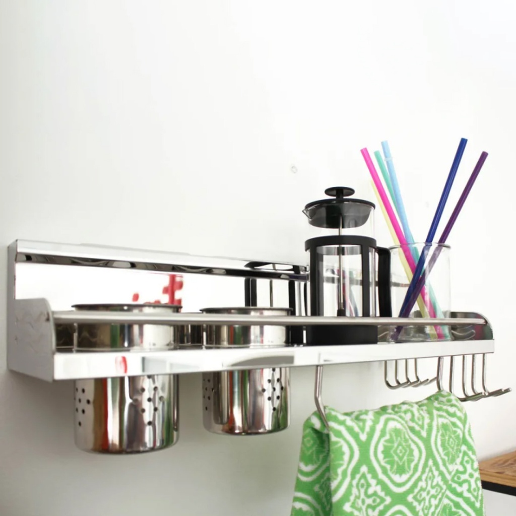 Estante de cocina con 3 vasos y 12 ganchos