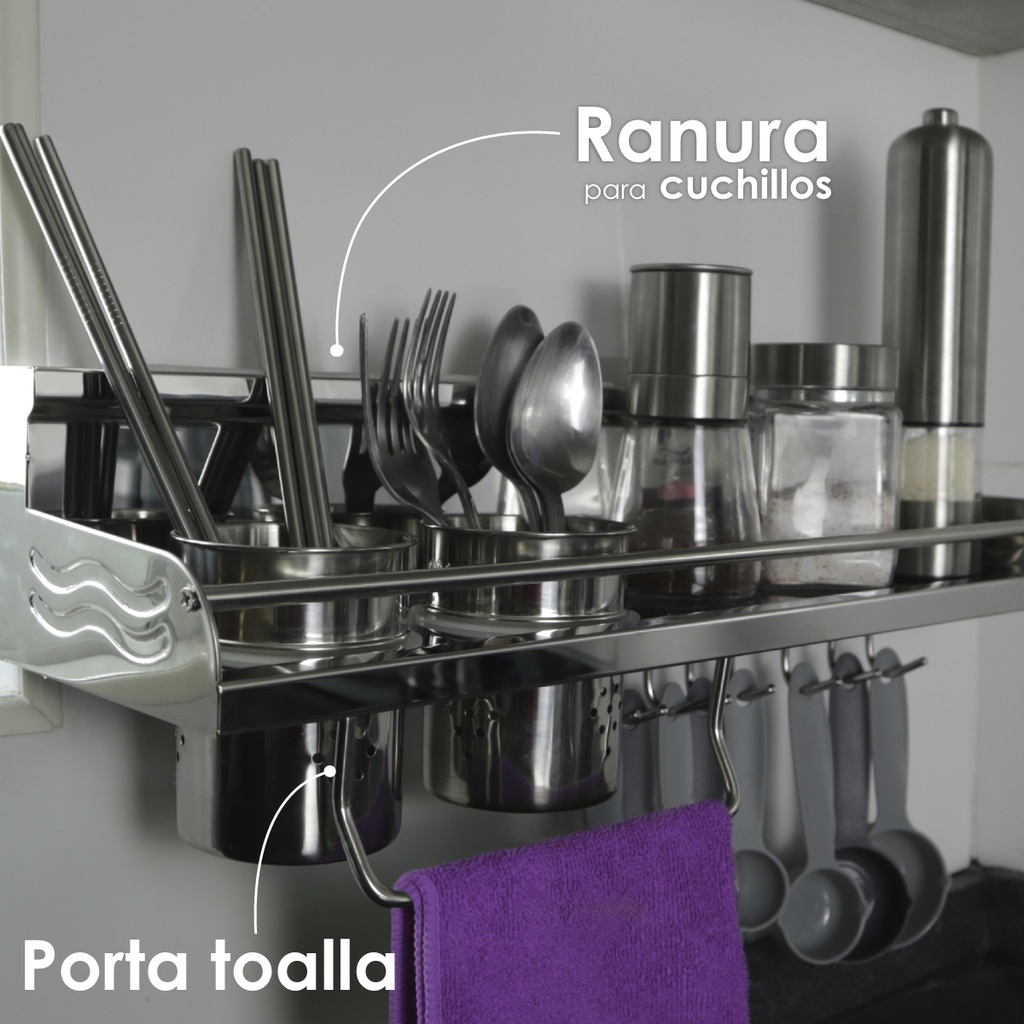 Estante de cocina con 3 vasos y 12 ganchos