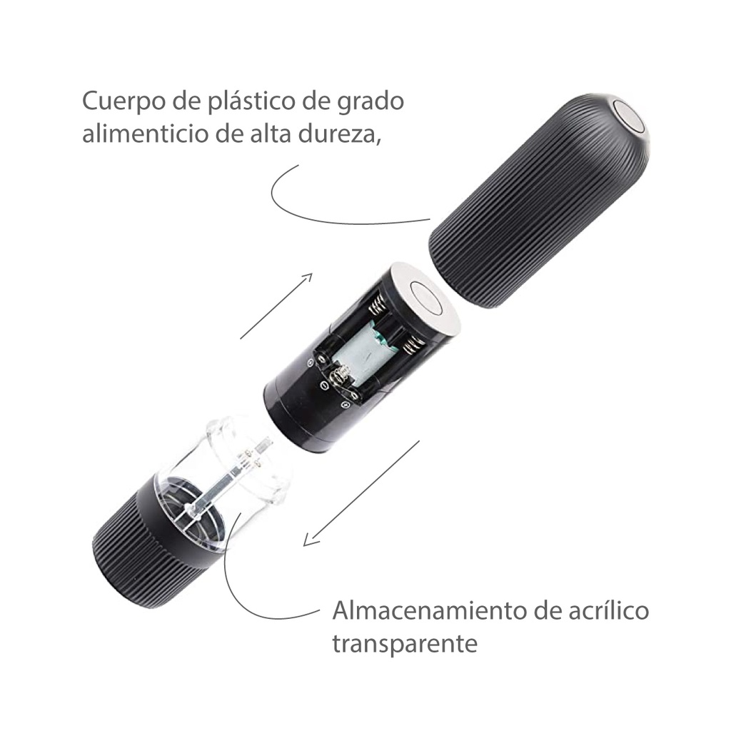 Molinillo de sal y pimienta el cítrico molino para especias de ABS con luz led