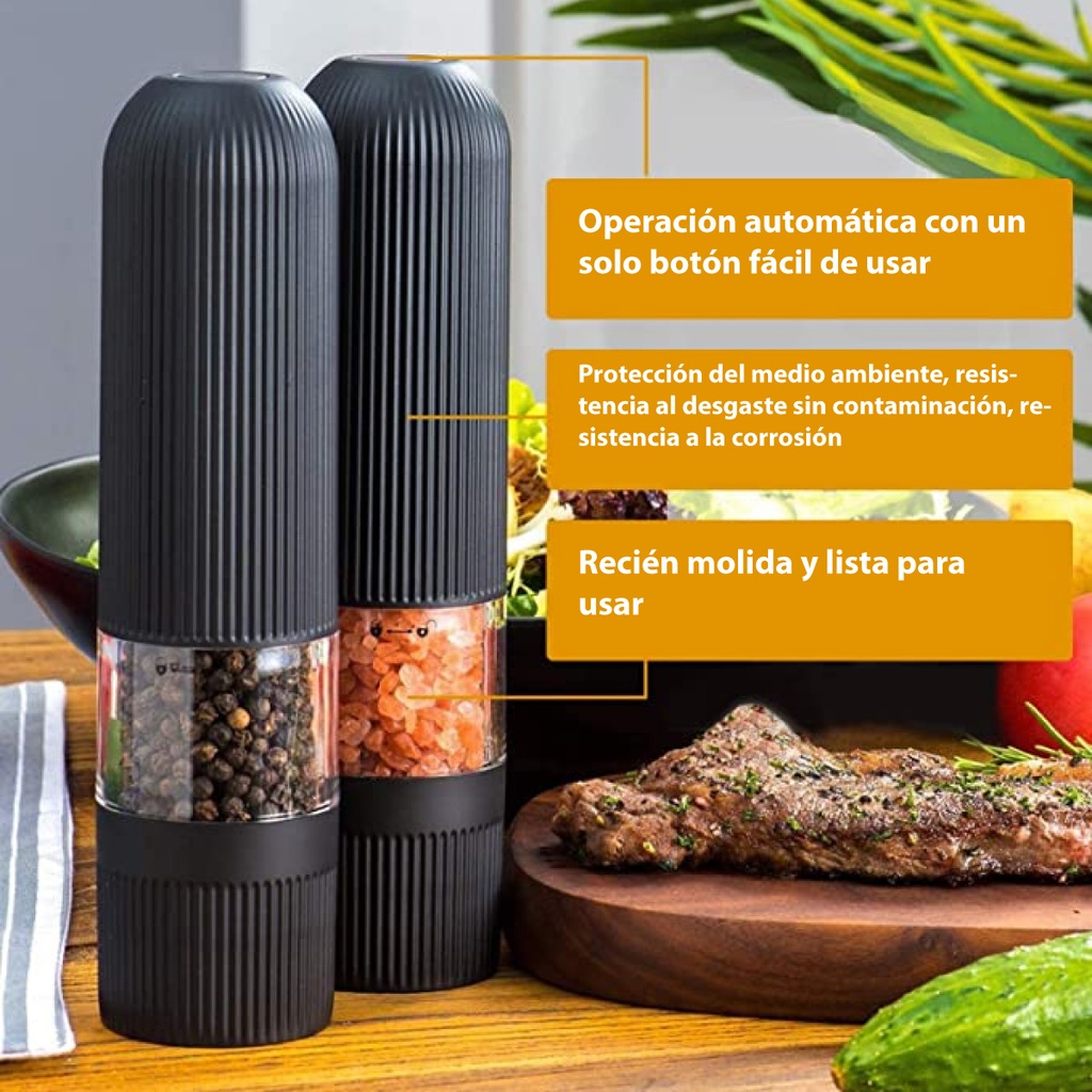 Molinillo de sal y pimienta el cítrico molino para especias de ABS con luz led