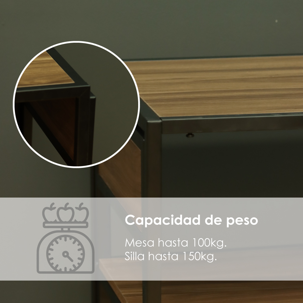 Juego de comedor 3 piezas estilo industrial