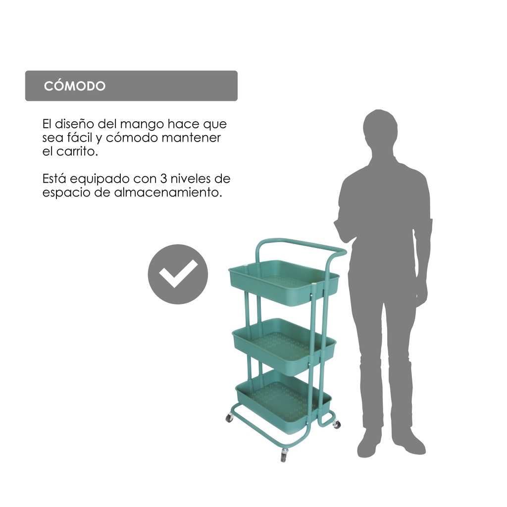 Carrito multifuncional organizador de plástico Azul