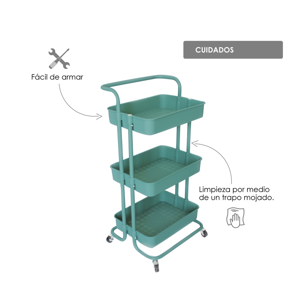 Carrito multifuncional organizador de plástico Azul
