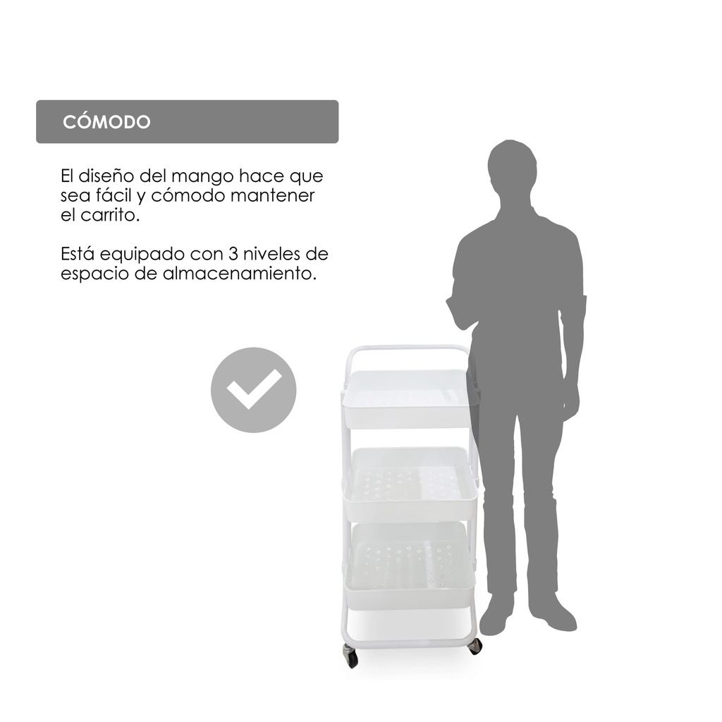Carrito multifuncional organizador de plástico Blanco