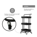 Carrito multifuncional organizador de plástico Negro