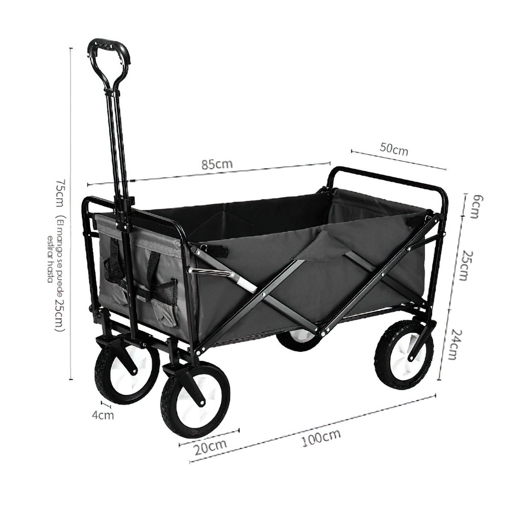Carrito multifuncional plegable Negro