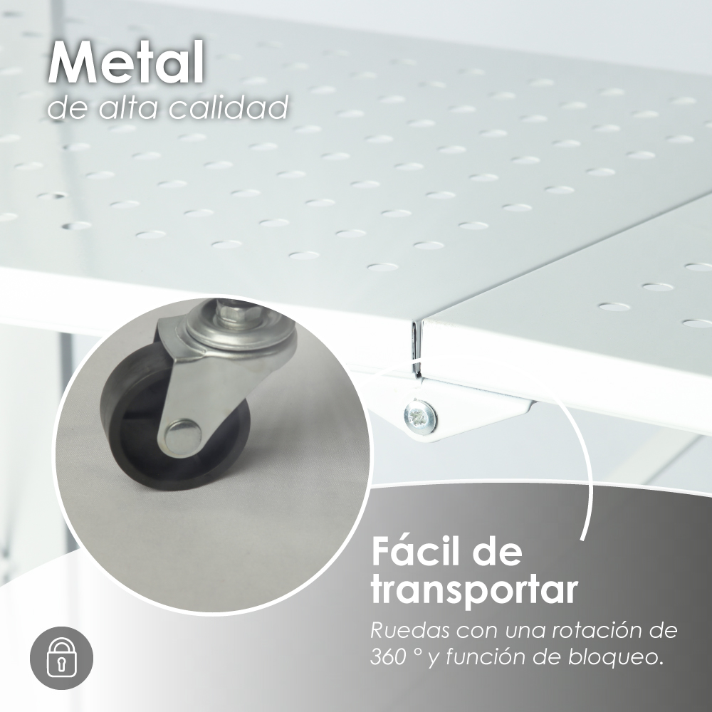 Estante rack plegable con 4 niveles blanco