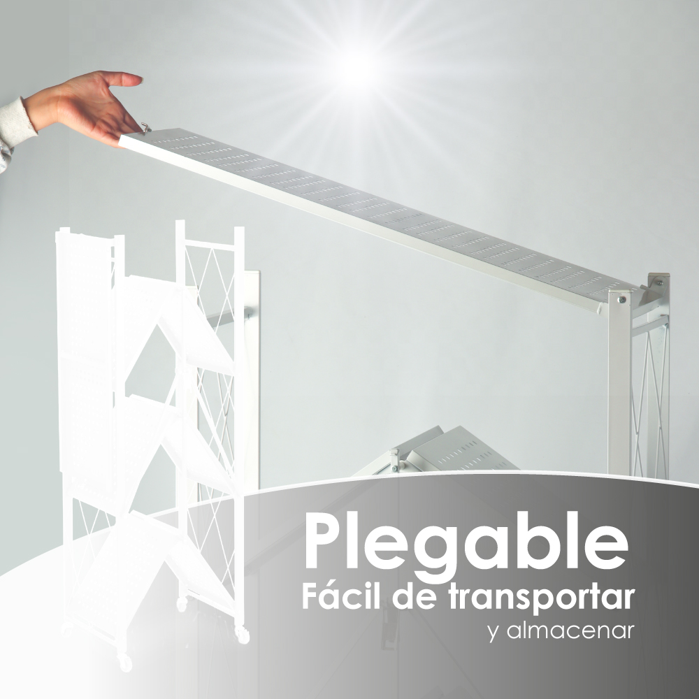 Estante rack plegable con 4 niveles blanco
