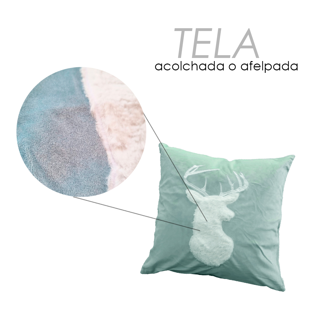 Paquete de 4 Fundas para cojín Decorativas 43x42cm ilios innova Alce Azul

