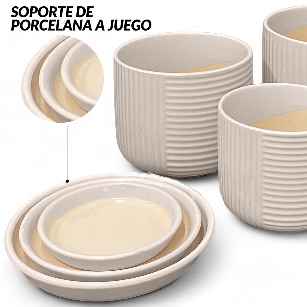 Maceta con Base Gris Grande