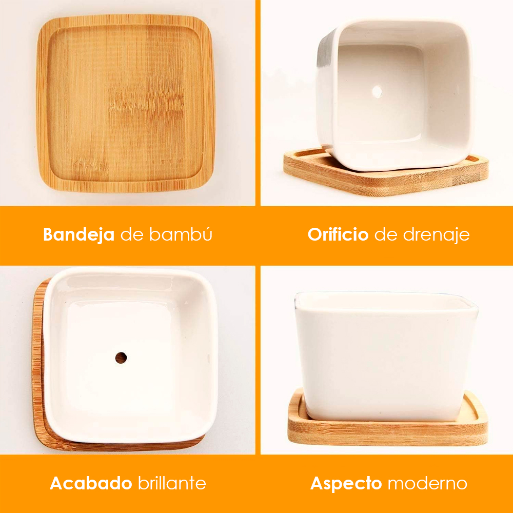 Maceta de Cerámica Ilios Innova Cuadrada Blanco