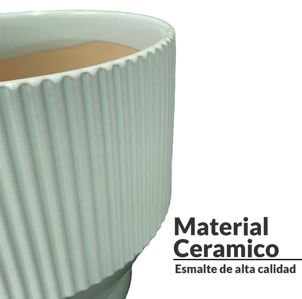 Maceta de Rayas Gris Chico