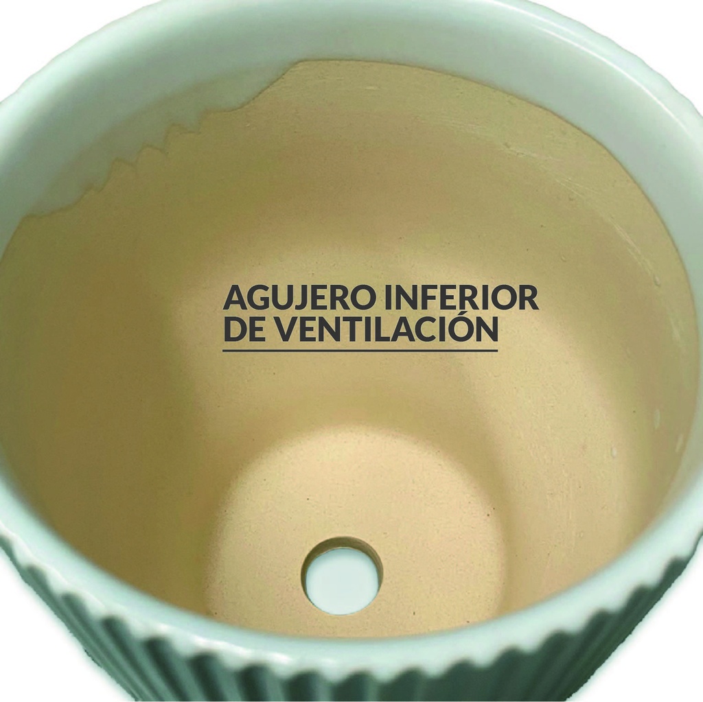Maceta de Rayas Gris Mediano