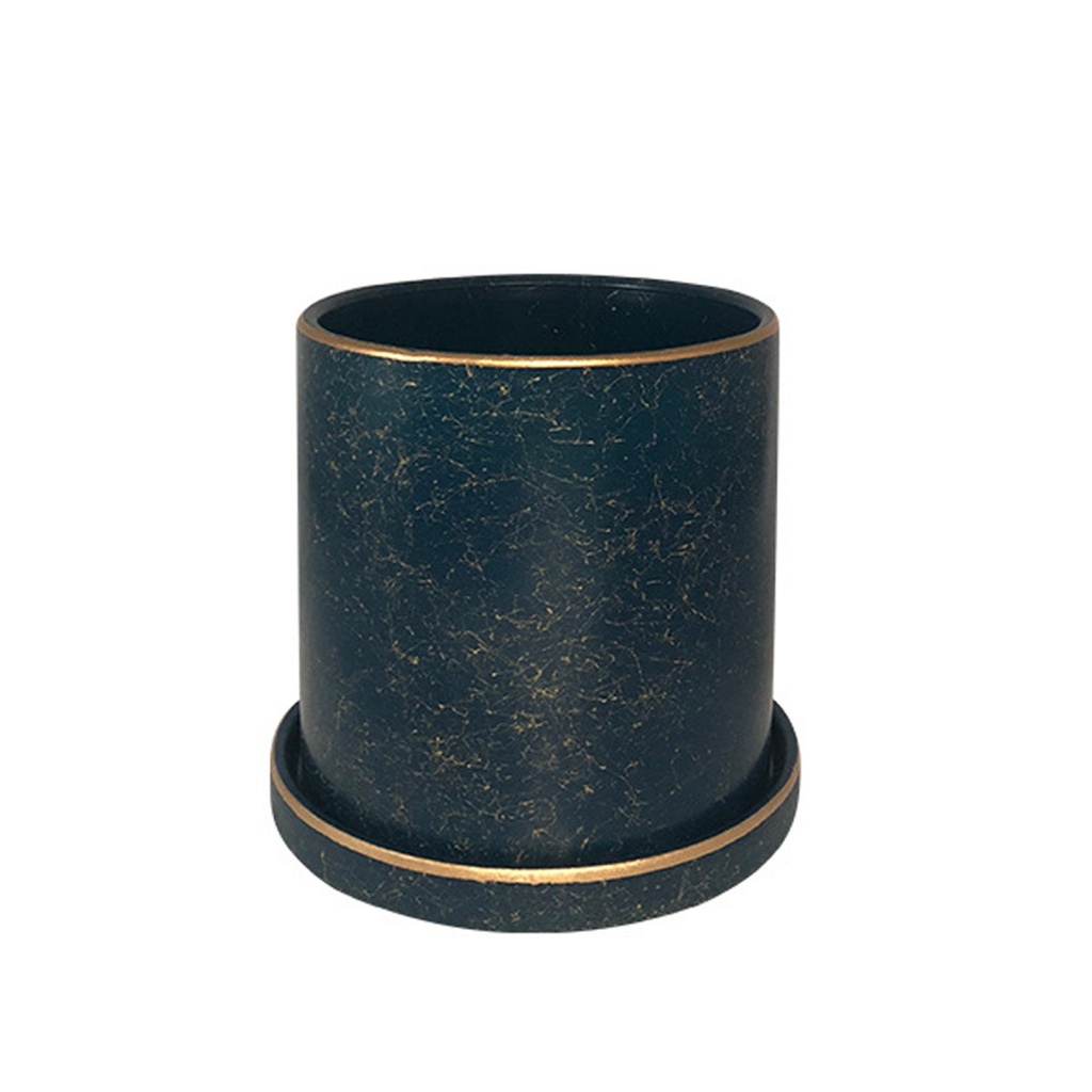 Macetero borde dorado HLFCS grande  Azul