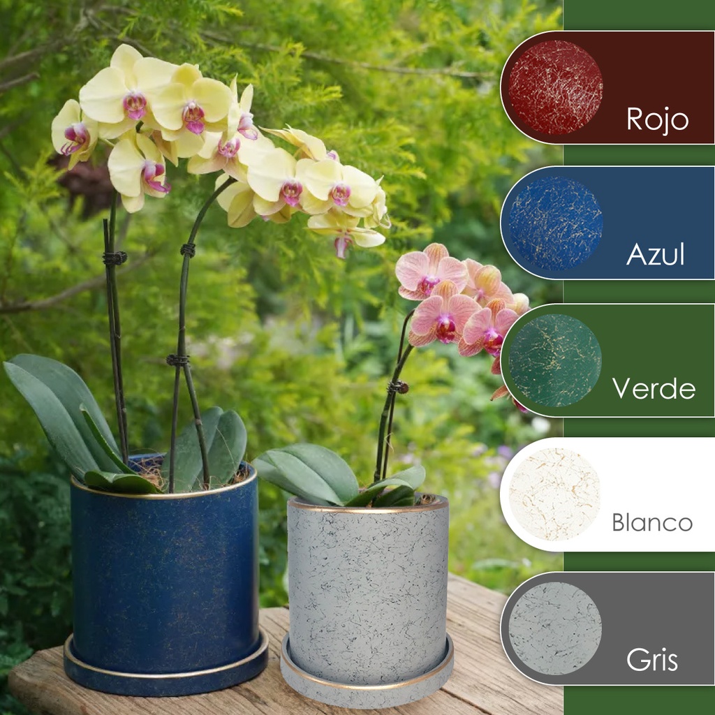 Macetero borde dorado HLFCS grande  Gris