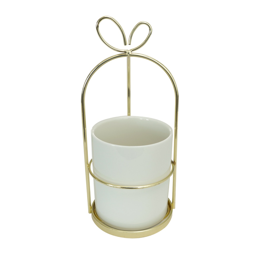 Macetero con asa de hierro LY0838 Dorado
