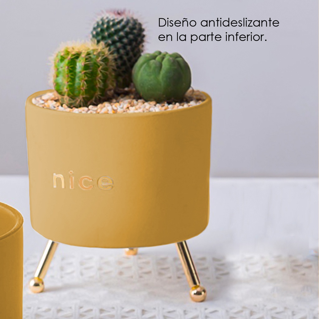 Macetero con soporte JY1105 chico  Amarillo