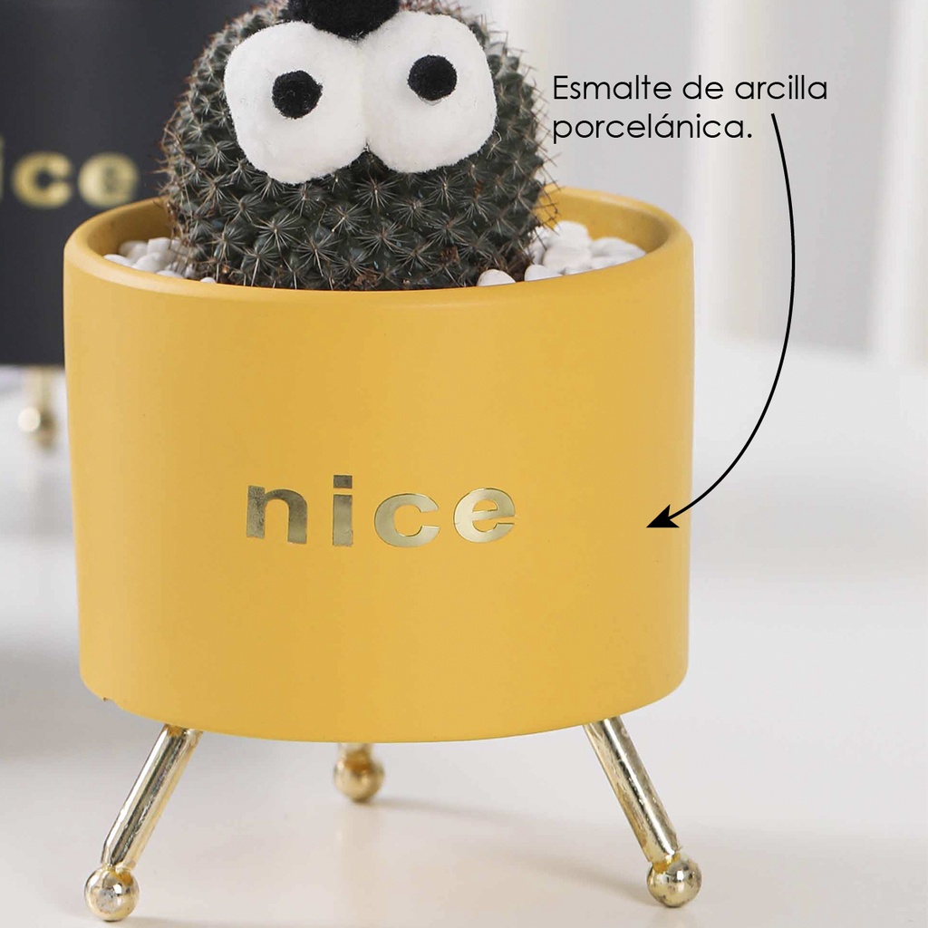 Macetero con soporte JY1105 chico  Amarillo