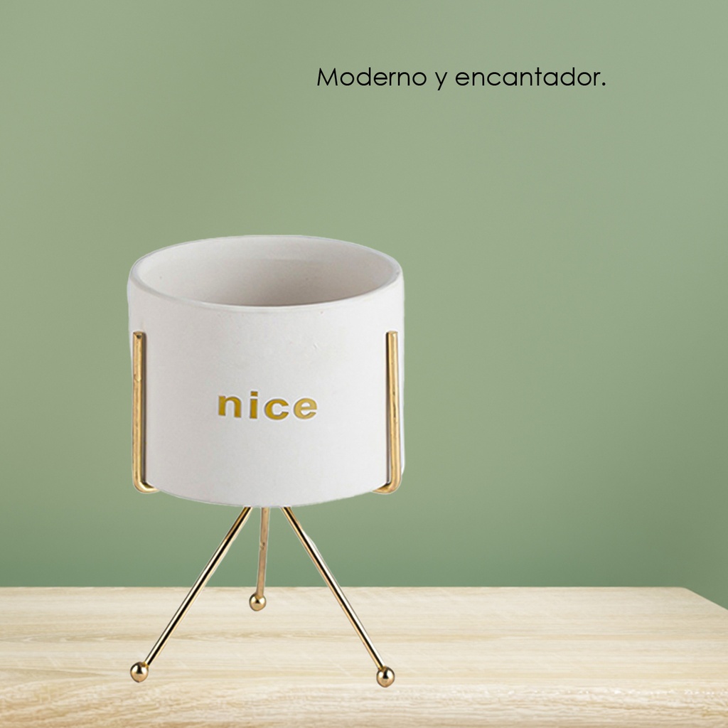 Macetero con soporte JY1105 grande  Blanco