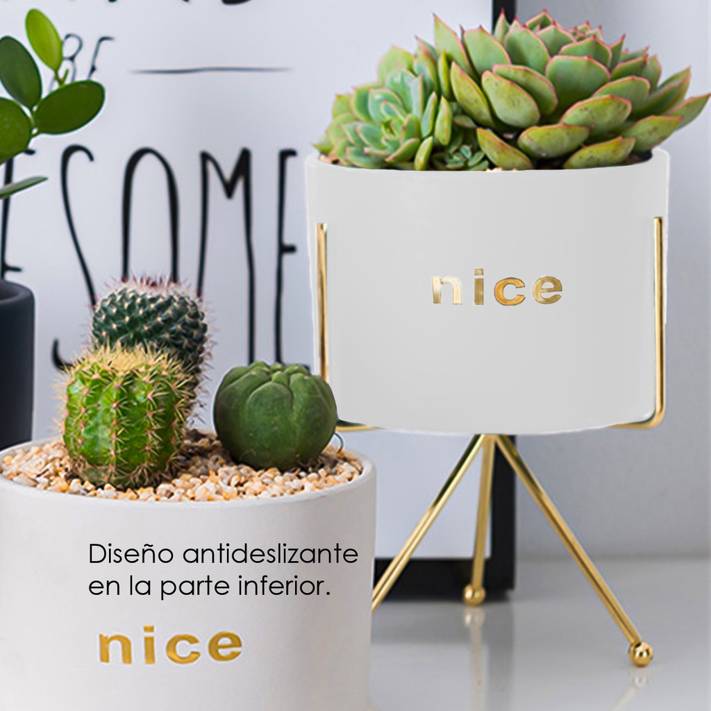 Macetero con soporte JY1105 grande  Blanco