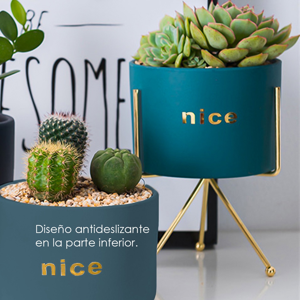 Macetero con soporte JY1105 grande  Verde