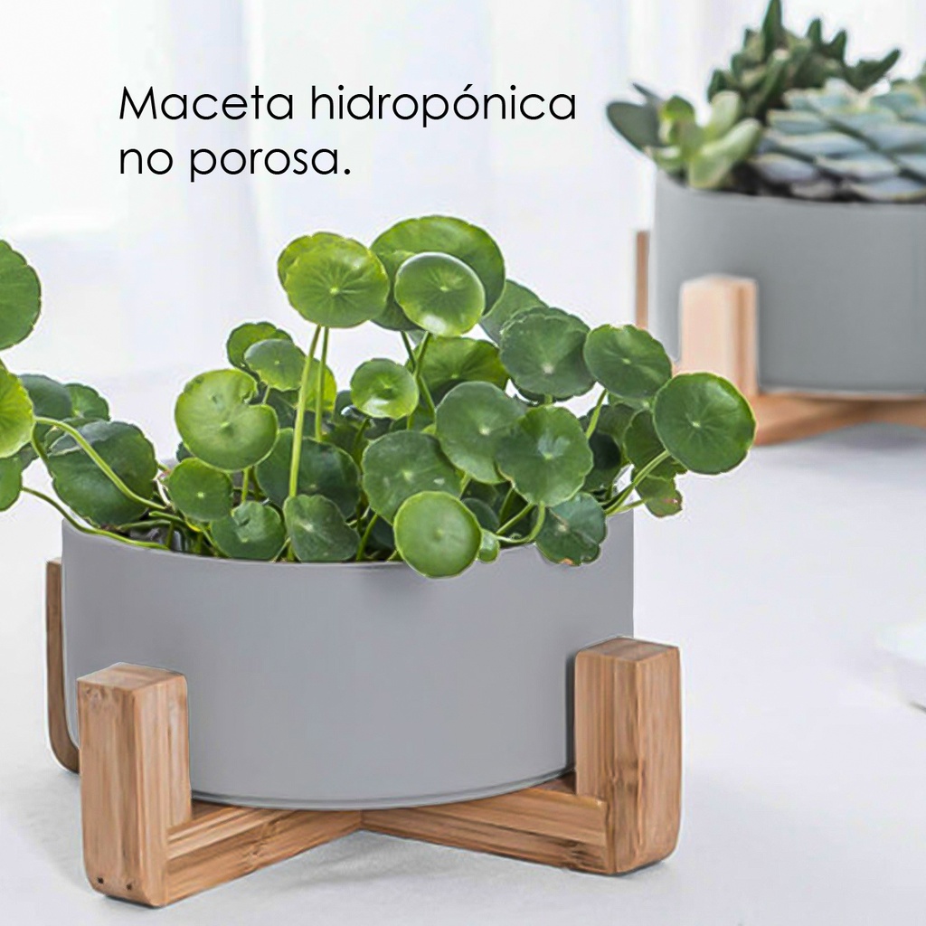 Macetero soporte de madera XM15G grande Gris