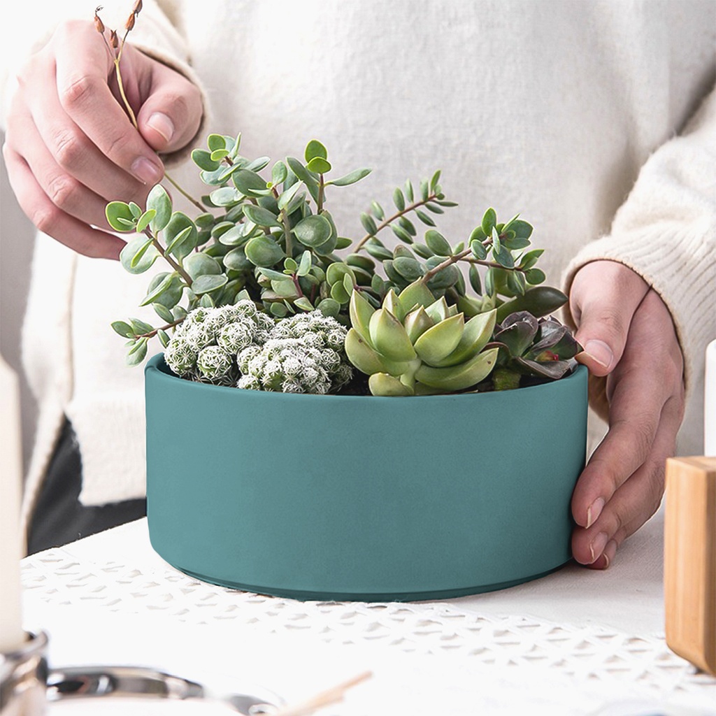 Macetero soporte de madera XM15G mediano Verde