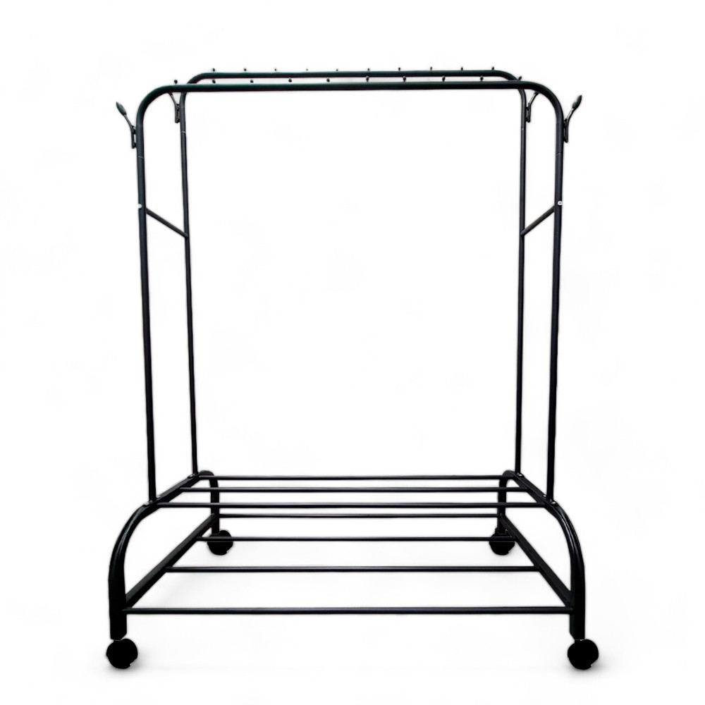 Perchero de Ropa Multifuncional Doble para Dormitorio Negro