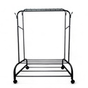 Perchero de Ropa Multifuncional Doble para Dormitorio Negro
