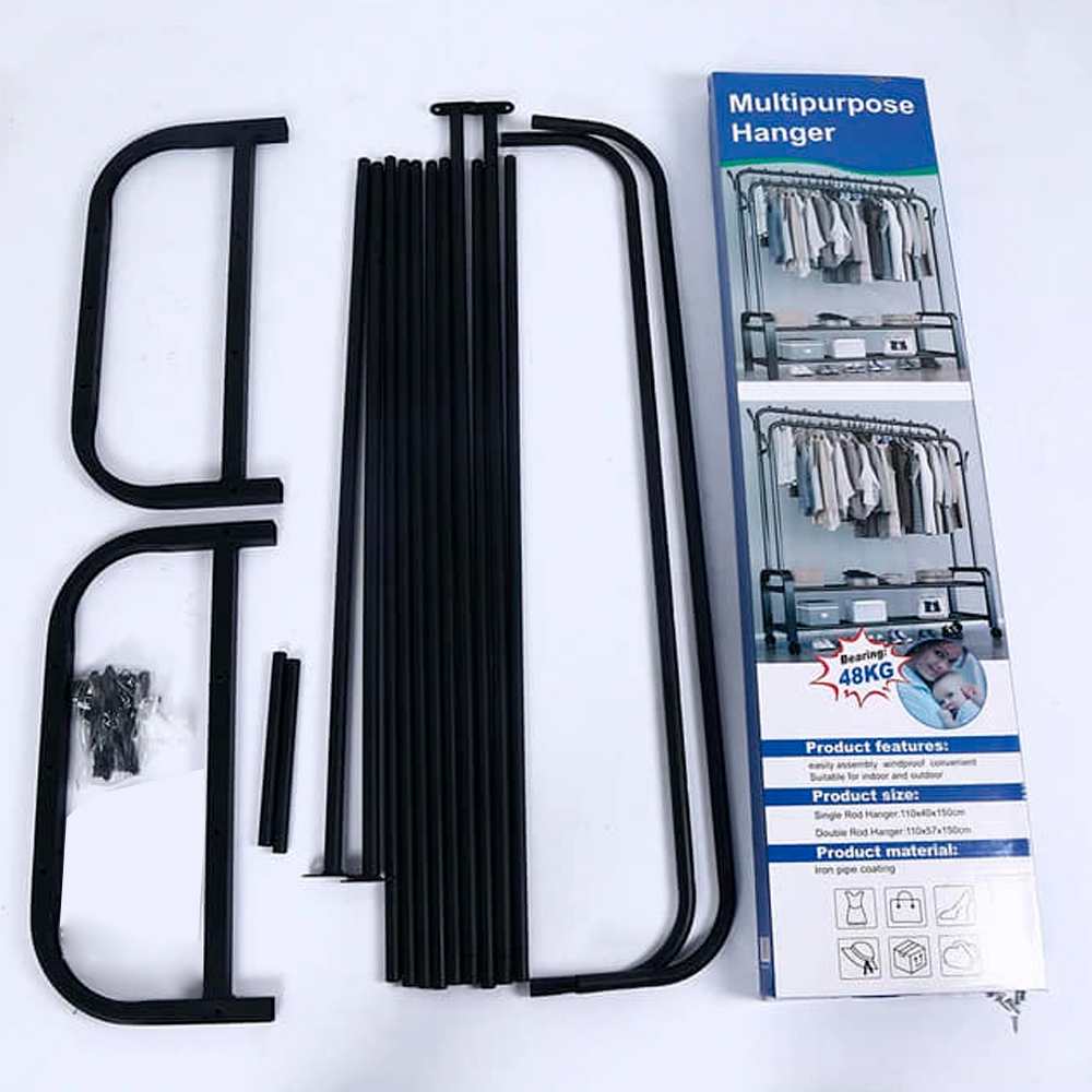 Perchero de Ropa Multifuncional Doble para Dormitorio Negro